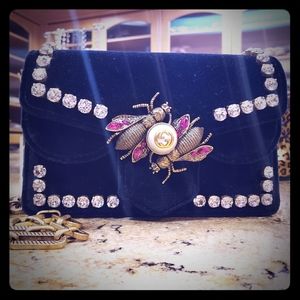 Gucci Velvet Crystal Broadway Mini Bee Bag